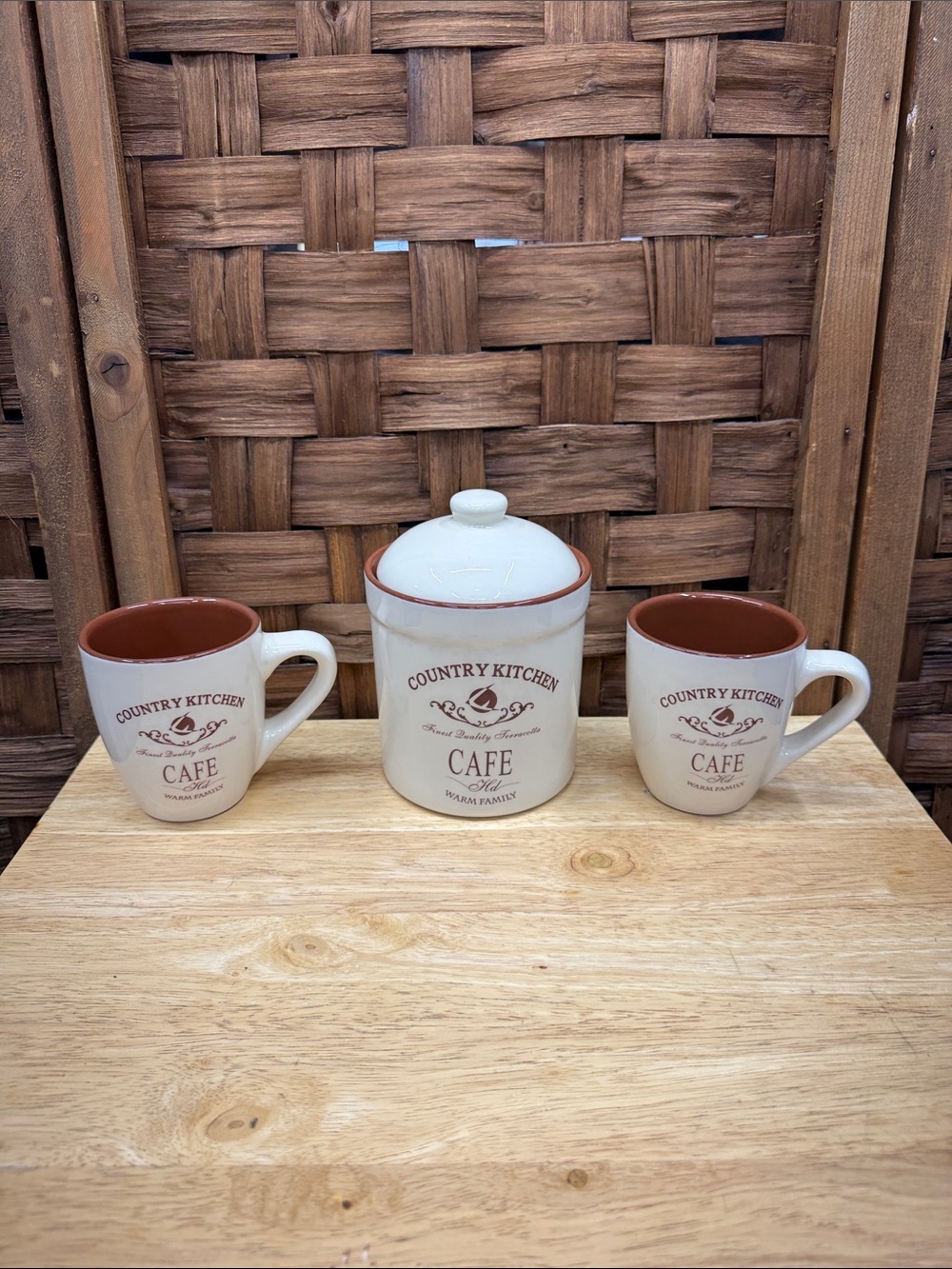 Country Kitchen Cafe Ceramic Canister and Mug Set